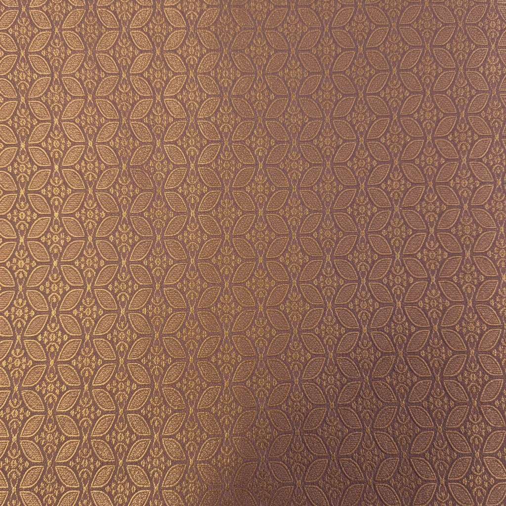 Kuberan Mauve Taupe with All-Over Gold Zari Interlocking Petal & Diamond Lattice Jaal & Broad Self-Colour Gold Zari Basket-Weave Border with Deep Navy Selvedge Kanchipuram Silk Saree