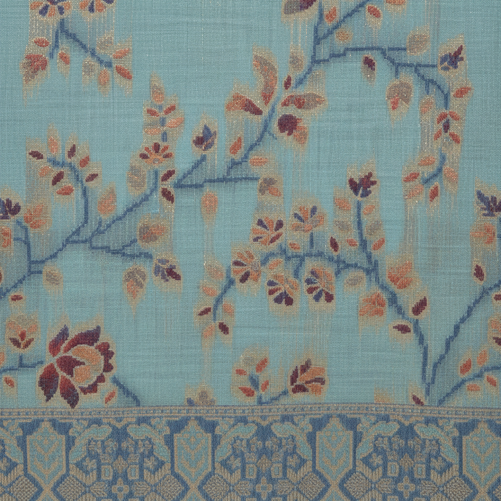 KUBERAN MEENAKARI BLUE COTTON SAREE