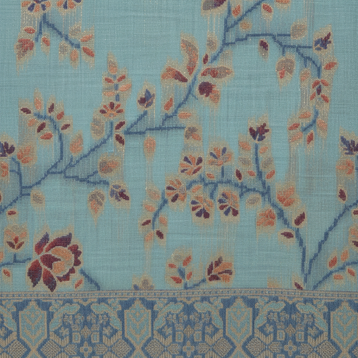KUBERAN MEENAKARI BLUE COTTON SAREE