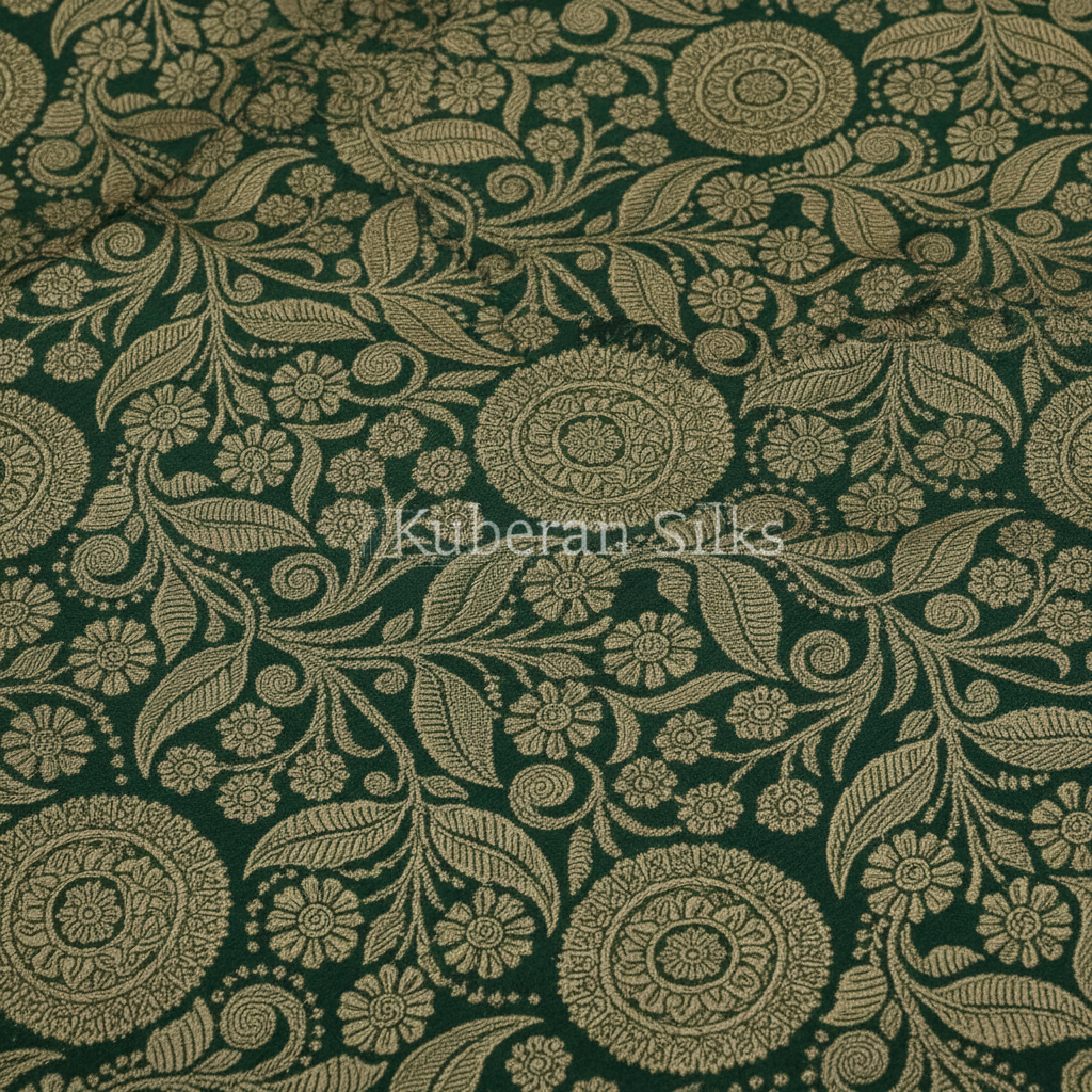 bottle Green Kanchipuram Silk Saree
