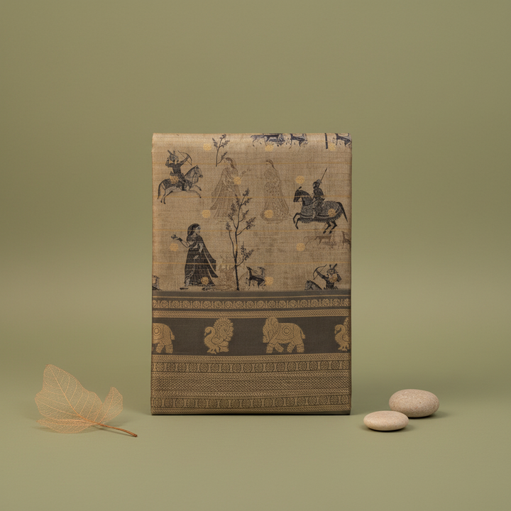 KUBERAN KHAKI BEIGE SEMI TUSSAR SILK SAREE