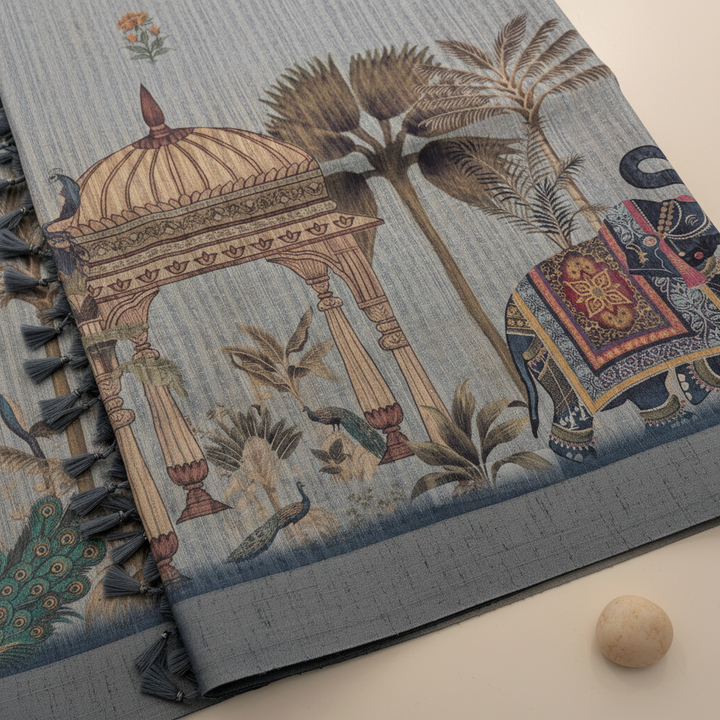 KUBERAN GREYISH BLUE LINEN COTTON
