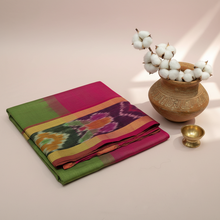 KUBERAN GREEN COTTON SAREE