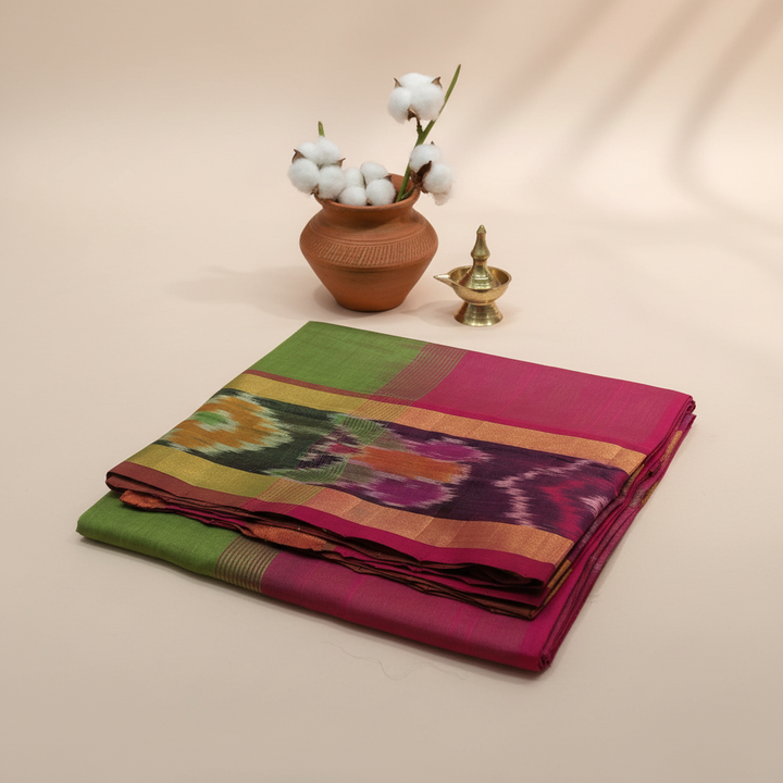 KUBERAN GREEN COTTON SAREE