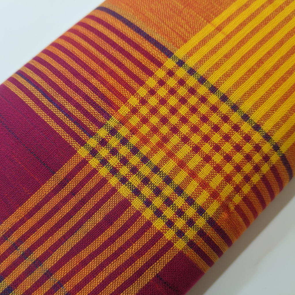 KUBERAN YELLOW CHECKS PURE KANCHIPURAM SILK SAREE