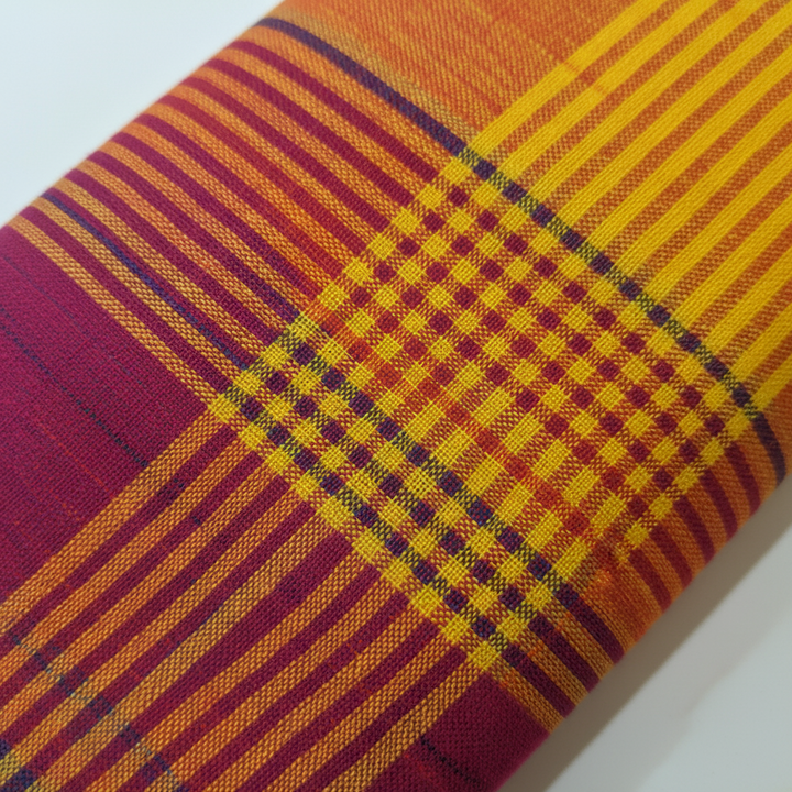 KUBERAN YELLOW CHECKS PURE KANCHIPURAM SILK SAREE