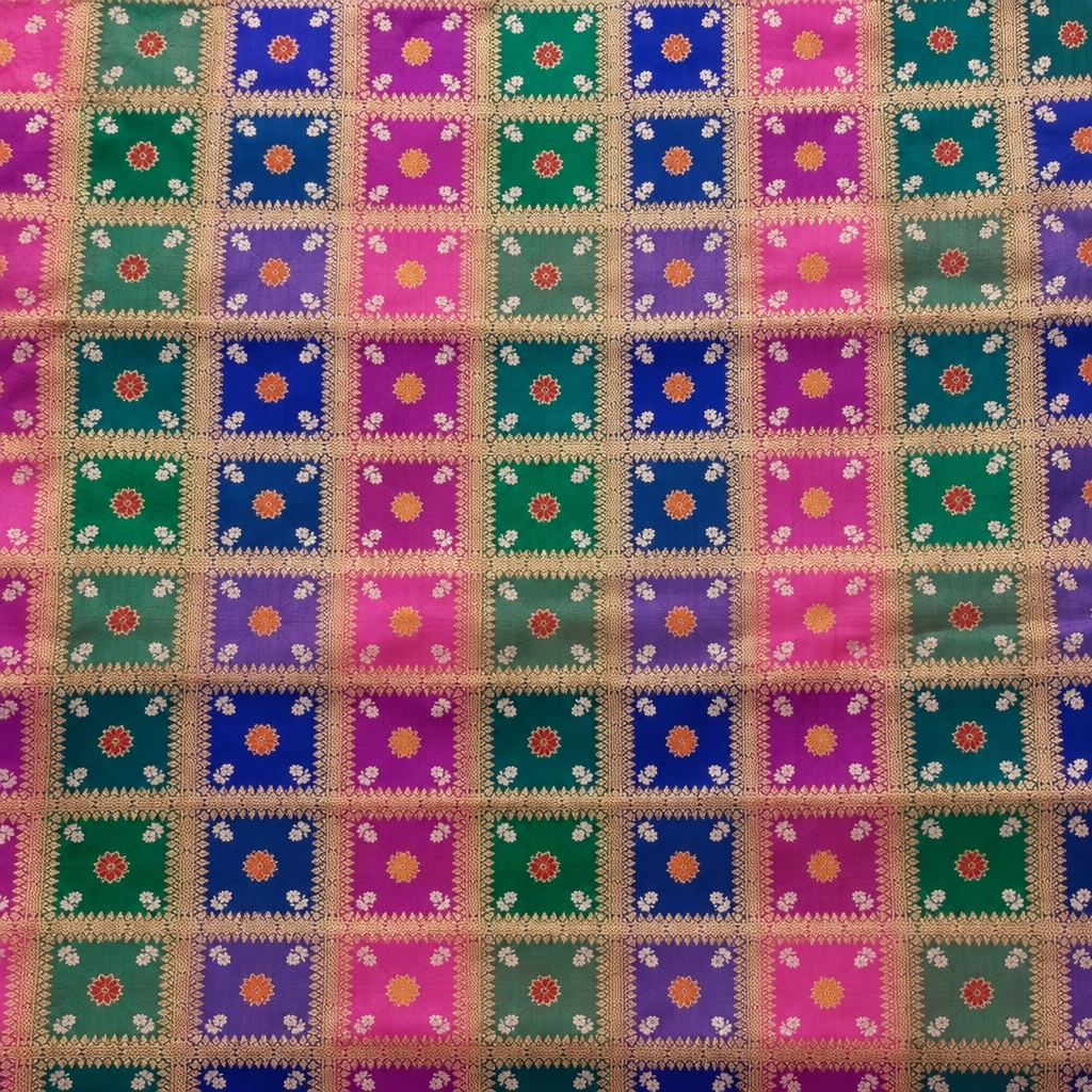 Multicolour checked saree body preview
