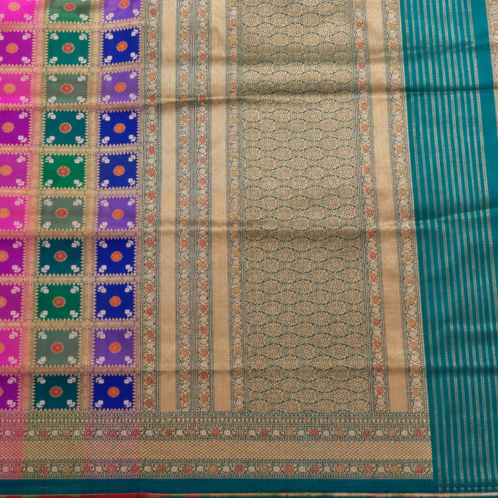 Multicolour checked saree pallu preview