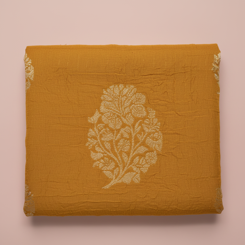 KUBERAN TURMERIC YELLOW MASHRU BANARASI SILK SAREE