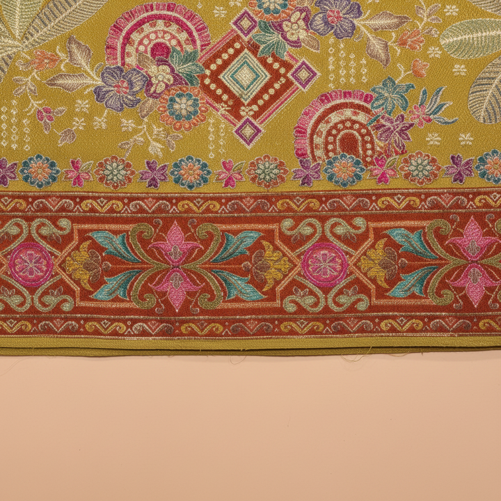 KUBERAN YELLOW MASHRU SEMI BANARASI SILK SAREE