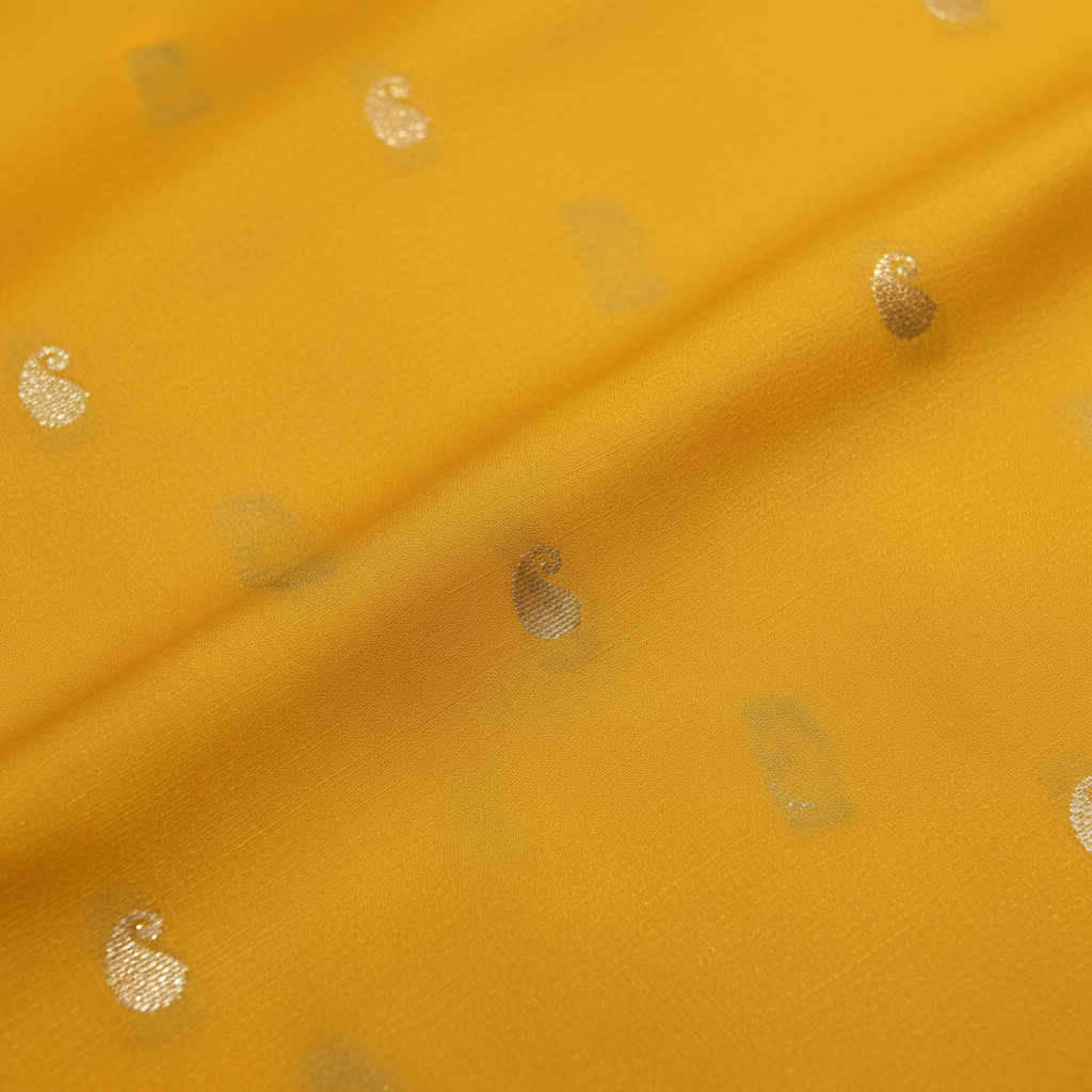 KUBERAN YELLOW MYSORE CREPE SILK SAREE