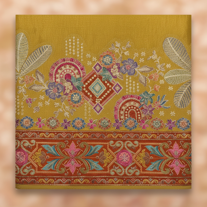 KUBERAN YELLOW MASHRU SEMI BANARASI SILK SAREE
