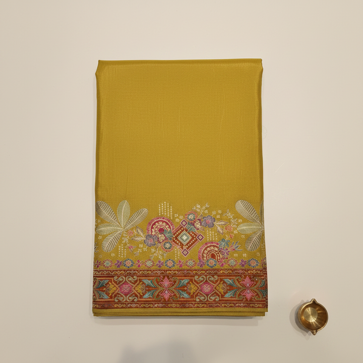 KUBERAN YELLOW MASHRU SEMI BANARASI SILK SAREE
