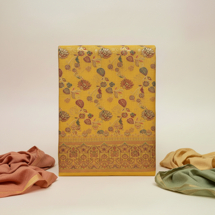 KUBERAN MEENAKARI YELLOW COTTON SAREE
