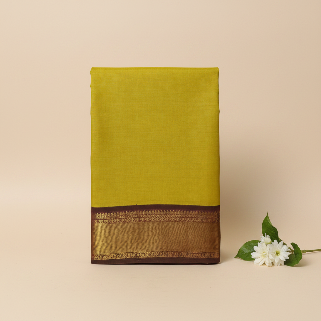 KUBERAN PARROT GREEN WITH WINE PURE KANCHIPURAM SILK SAREE