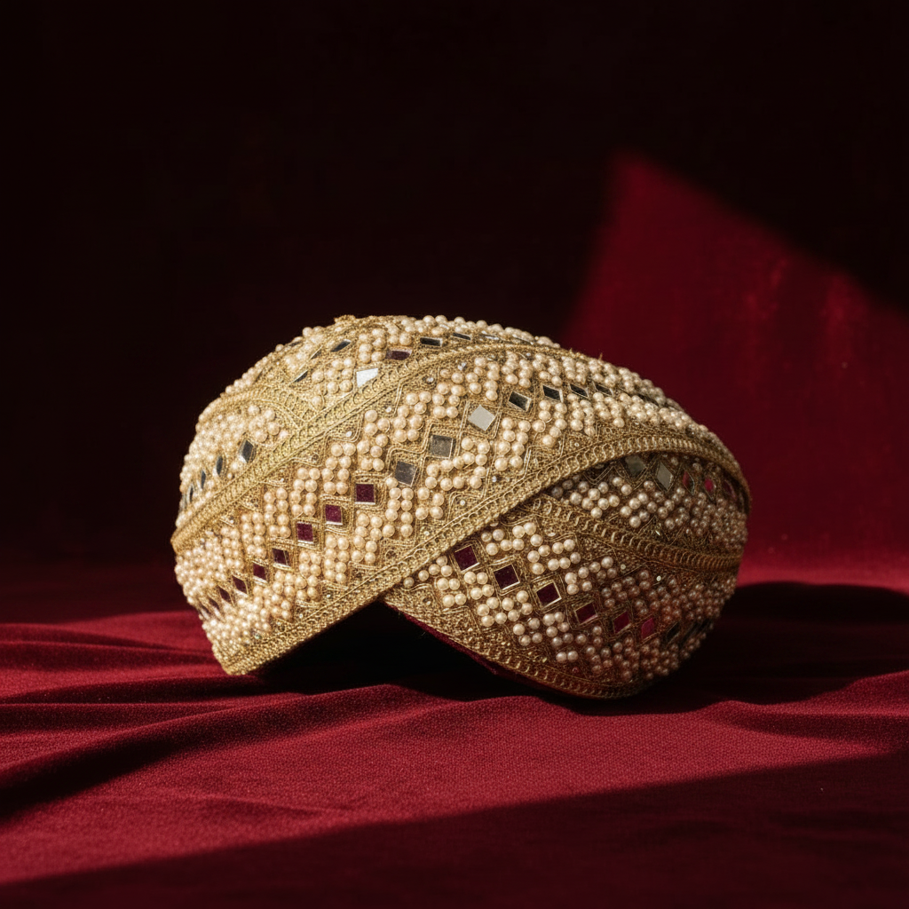 Kuberan Mysore Peta Moti & Mirror Work Traditional Turban
