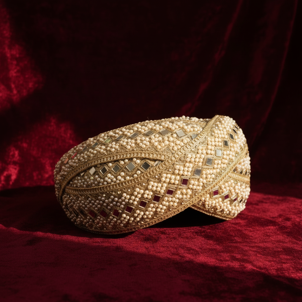 Kuberan Mysore Peta Moti & Mirror Work Traditional Turban