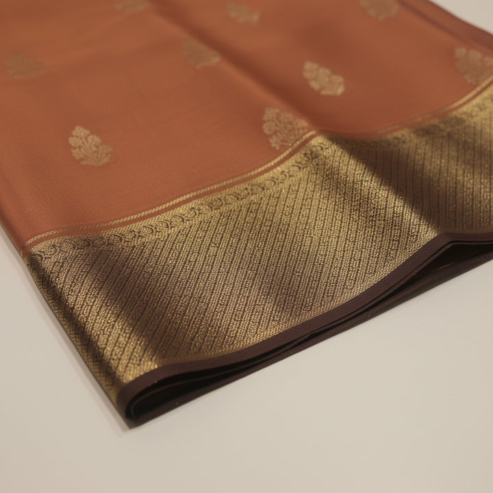 KUBERAN RUST ORANGE MYSORE CREPE SILK SAREE