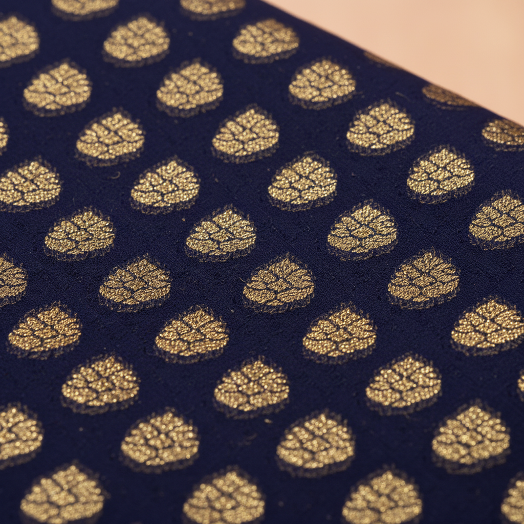 KUBERAN NAVY BLUE BANARASI KHADDI GEORGETTE SAREE