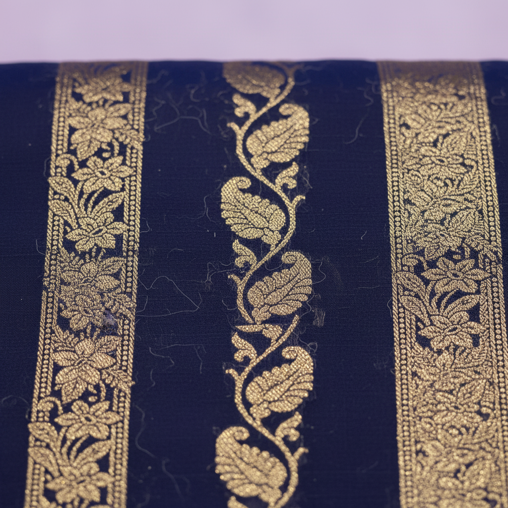 KUBERAN NAVY BLUE BANARASI KHADDI GEORGETTE SAREE