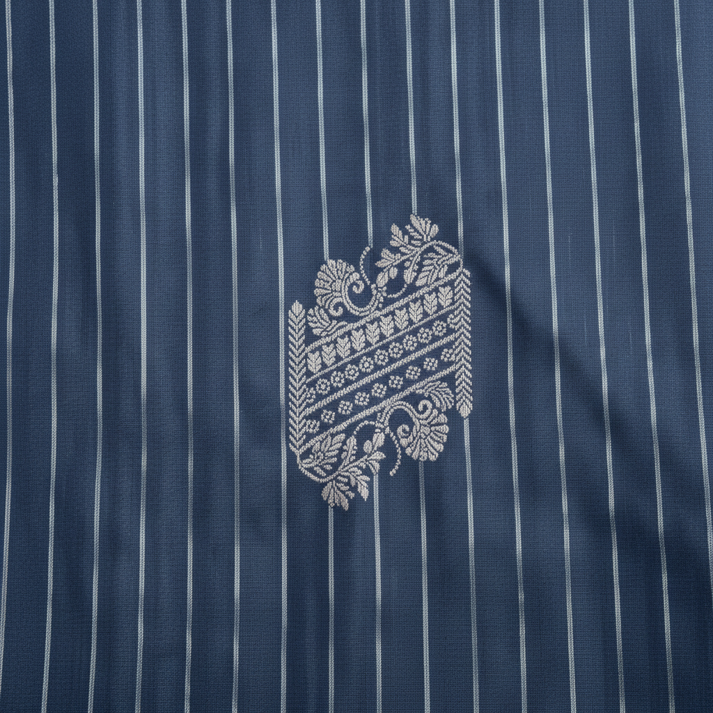 KUBERAN NAVY BLUE SEMI SOFT SILK SAREE
