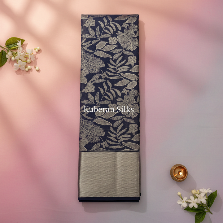 Kuberan Navy Blue Kanchipuram Silk Saree