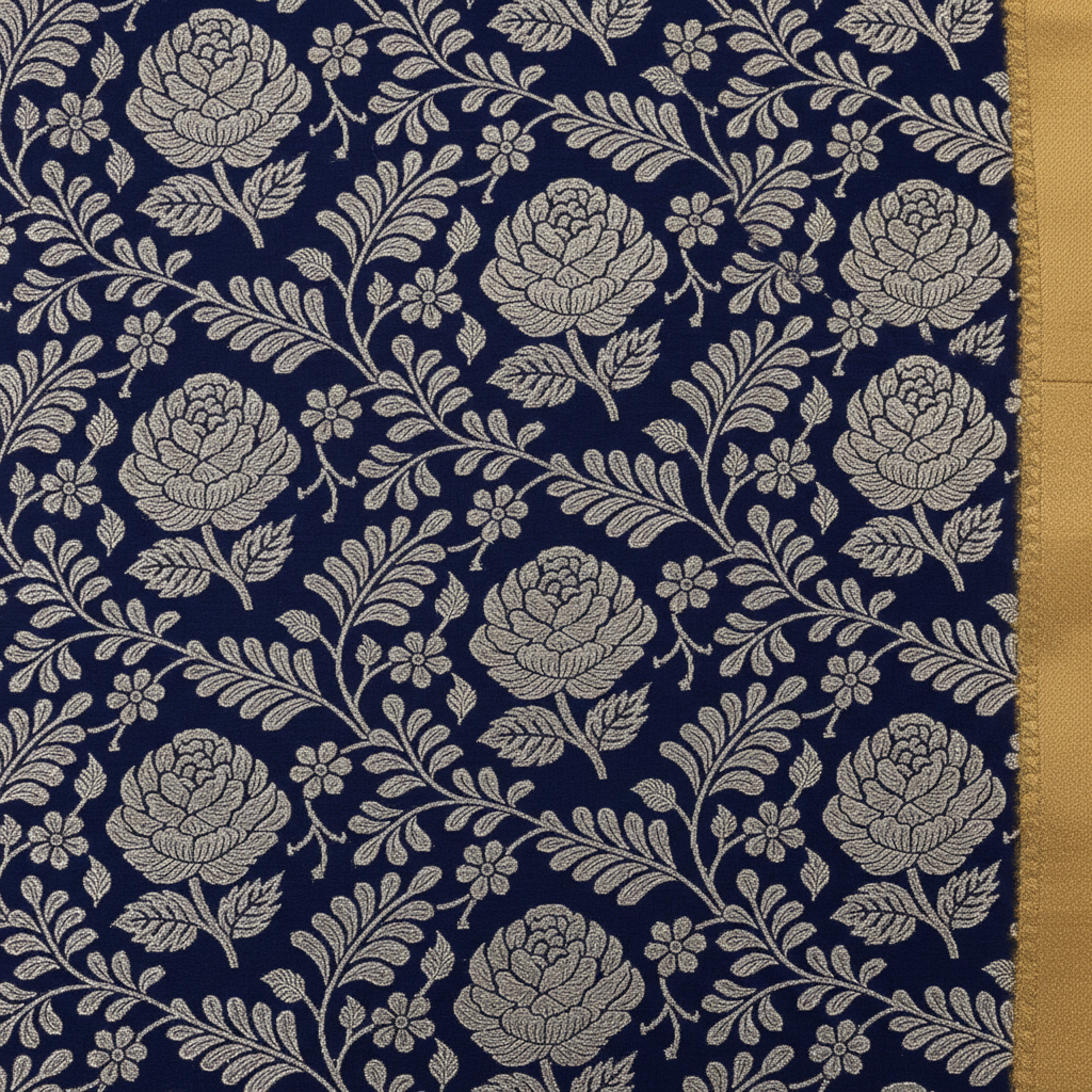 kuberan Navy Blue & Blush Pink Border Kanchipuram Silk Saree