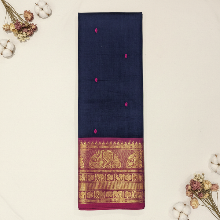 KUBERAN NAVY BLUE COTTON SAREE