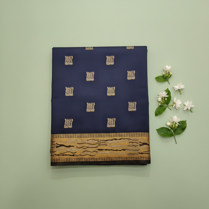 KUBERAN ROYAL BLUE RAW SILK SAREE