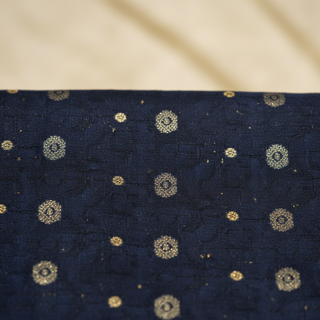 KUBERAN NAVY BLUE COTTON PRINTED SAREE