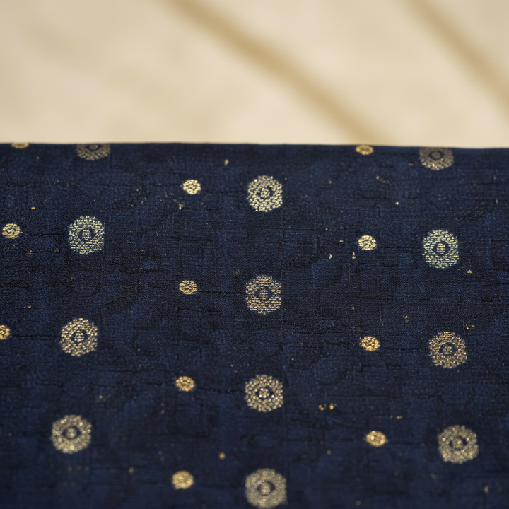 KUBERAN NAVY BLUE COTTON PRINTED SAREE
