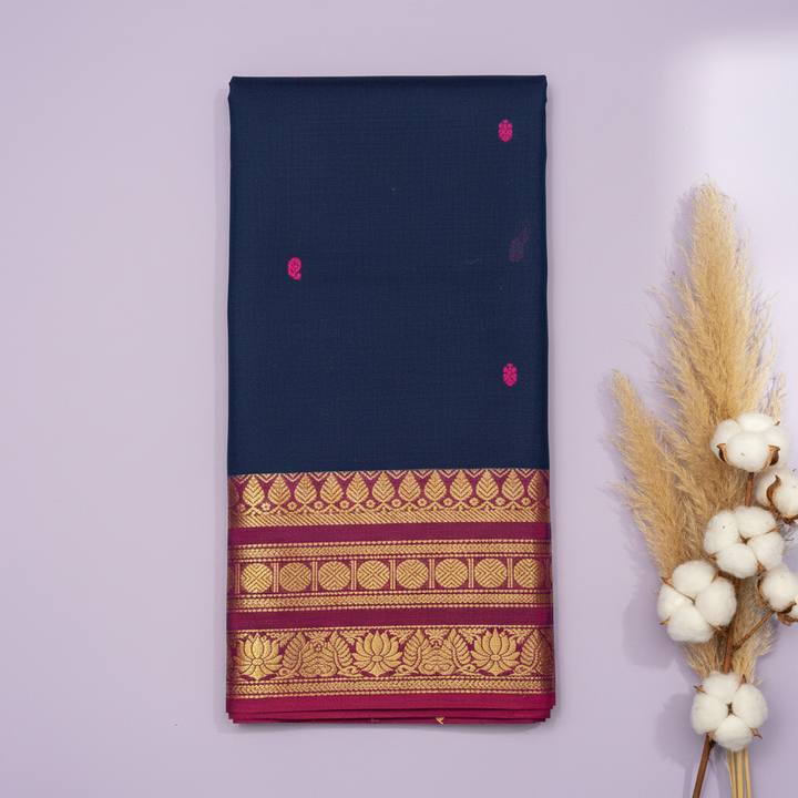 KUBERAN NAVY BLUE COTTON SAREE