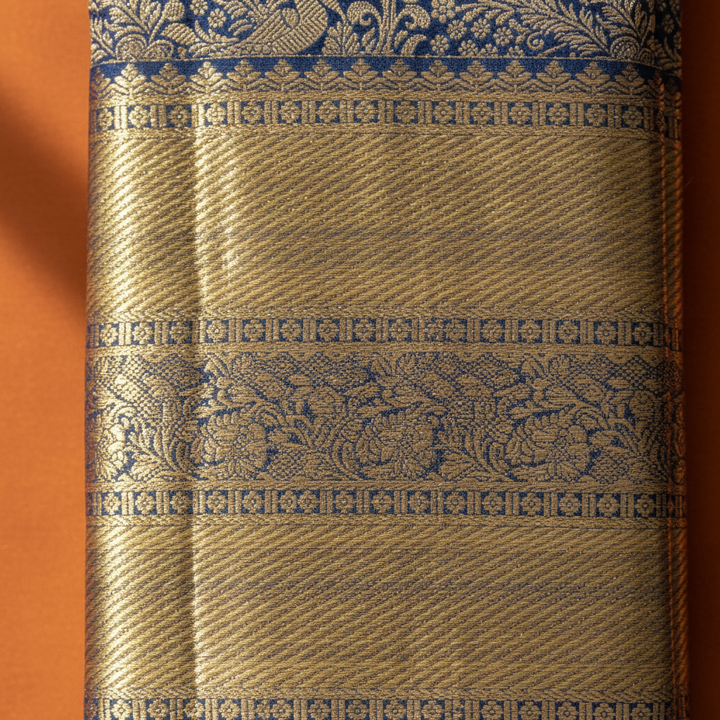 Kanchipuram silk saree border and pallu detail with tissue weave