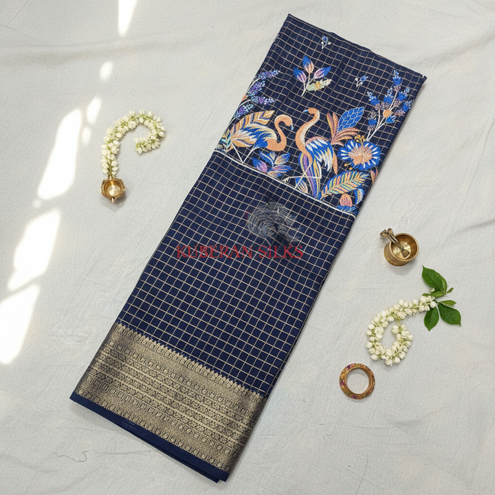 Kuberan Navy Blue Mysore Silk Saree