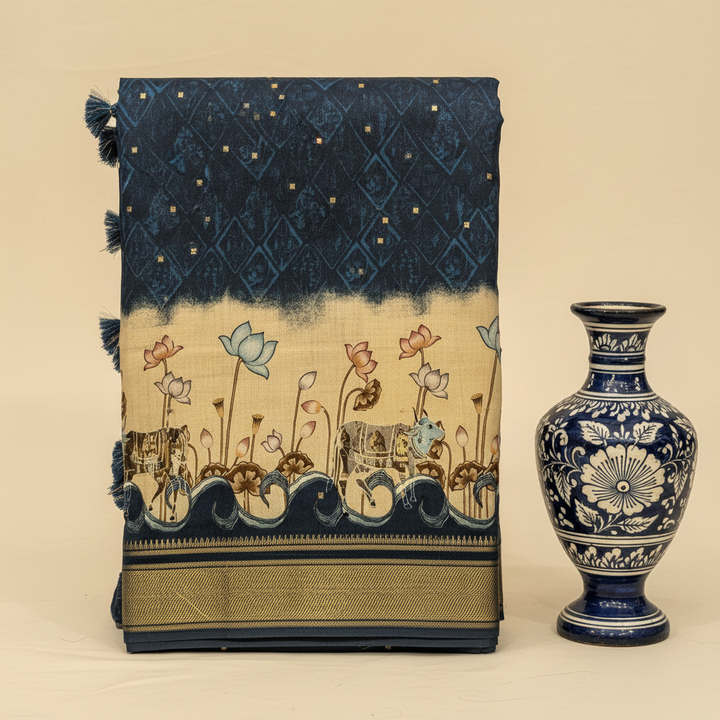 KUBERAN BLUE MAL COTTON PRINTED SAREE