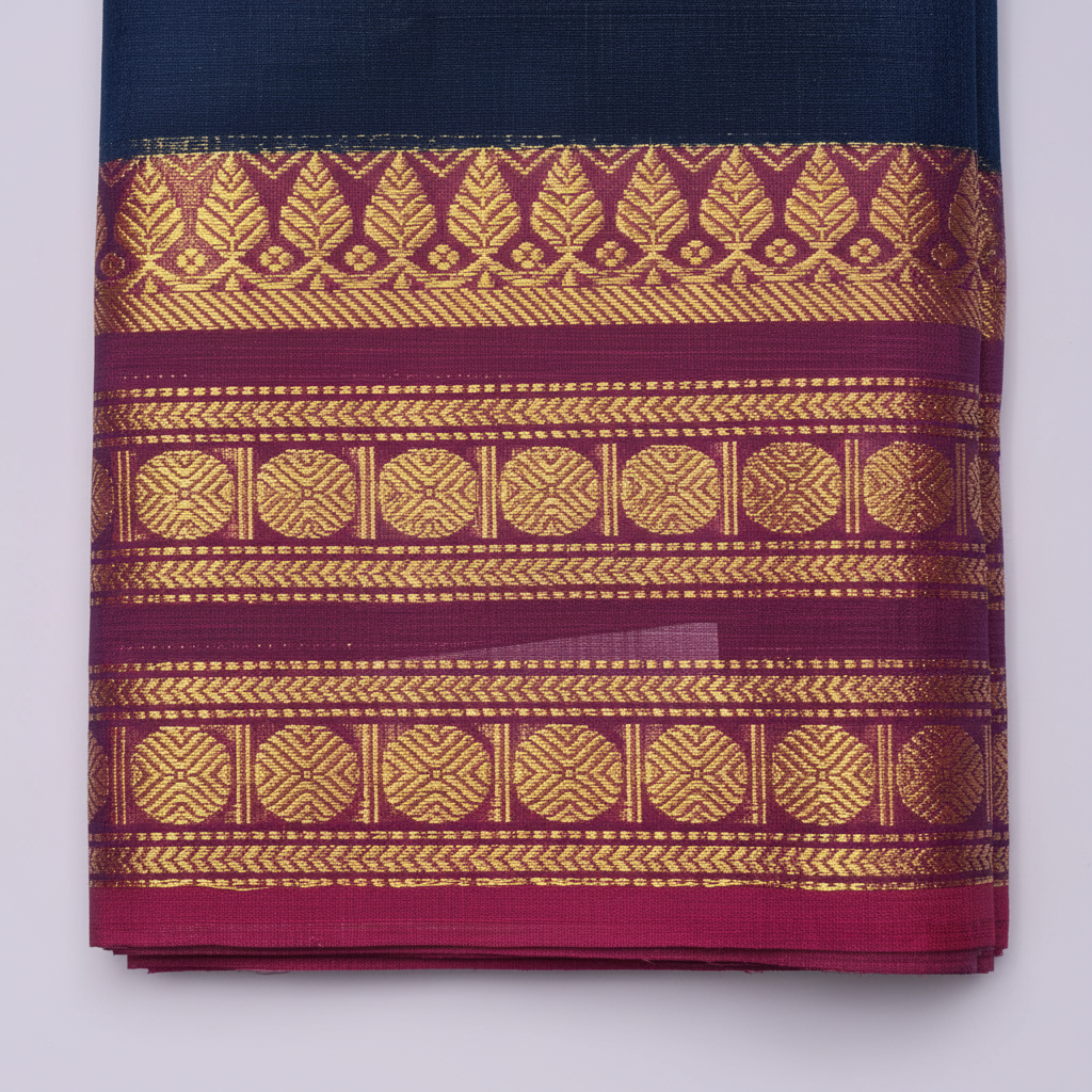 KUBERAN NAVY BLUE COTTON SAREE