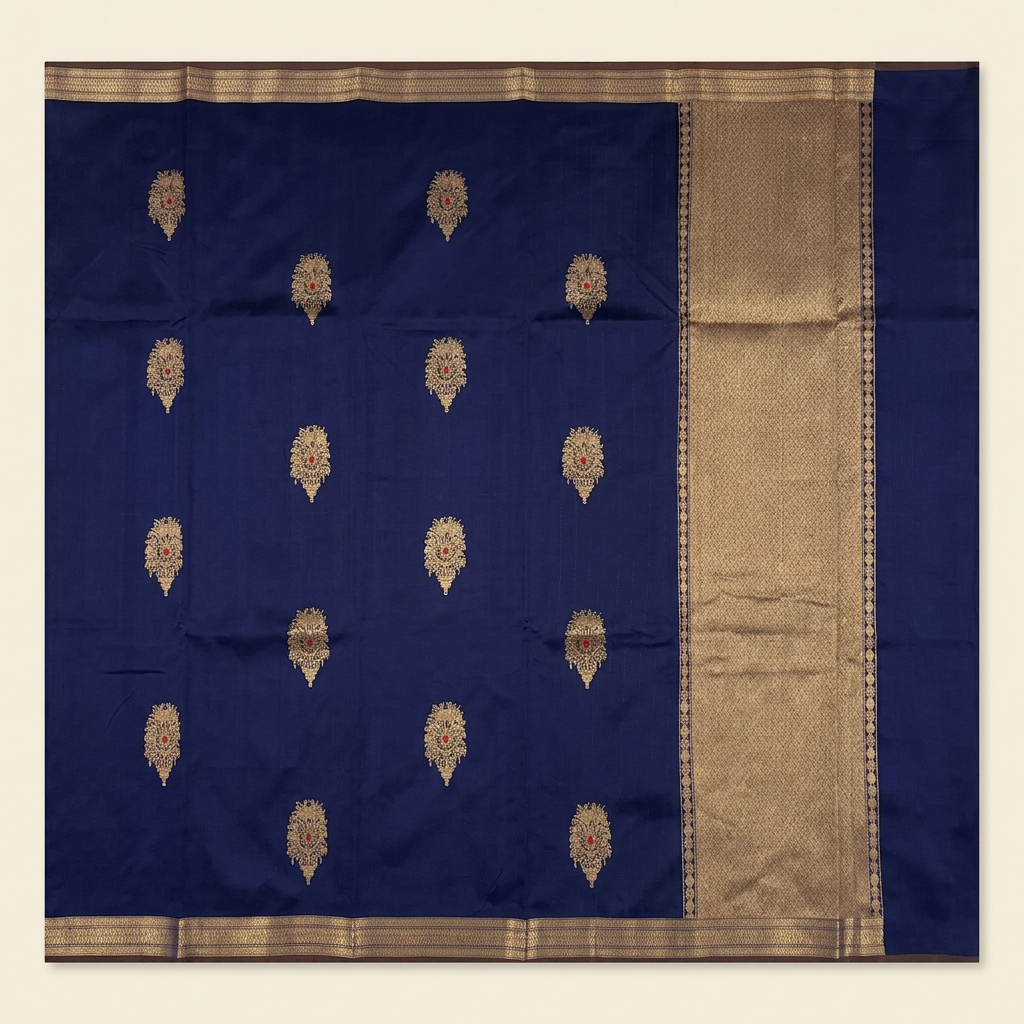 Kuberan Royal Blue Pure Banarasi Silk Saree