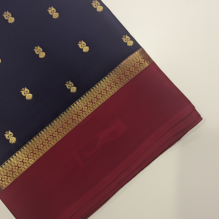KUBERAN NAVY BLUE MYSORE CREPE SILK SAREE