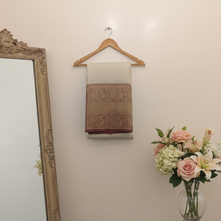 KUBERAN OFF WHITE SEMI SILK SAREE