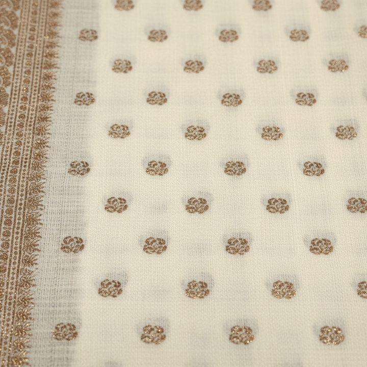KUBERAN WHITE RAW SILK SAREE
