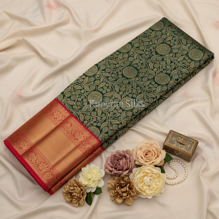 bottle Green Kanchipuram Silk Saree