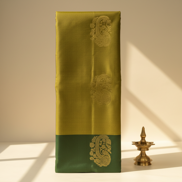 KUBERAN MEHANDI GREEN PURE SOFT SILK SAREE