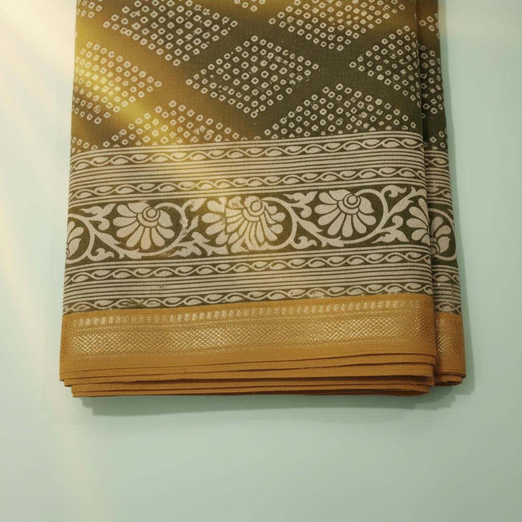 Bandhani Gold Print Saree