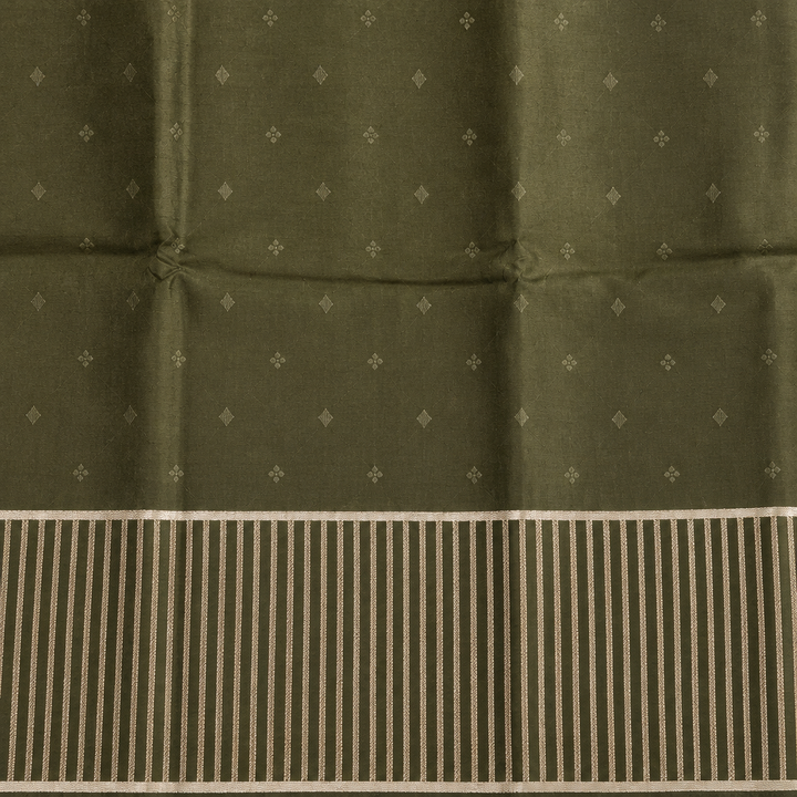 KUBERAN OLIVE GREEN PURE BANARASI SAREE
