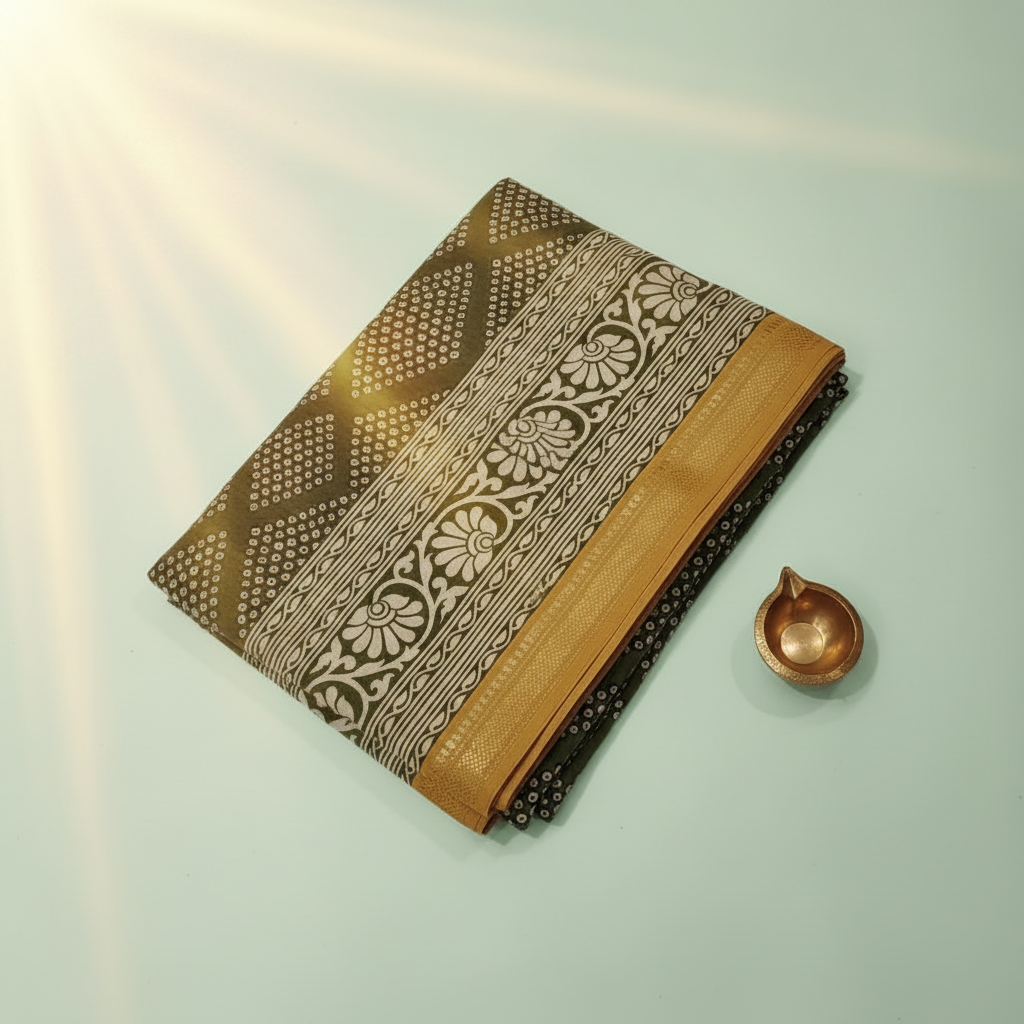 Bandhani Gold Print Saree