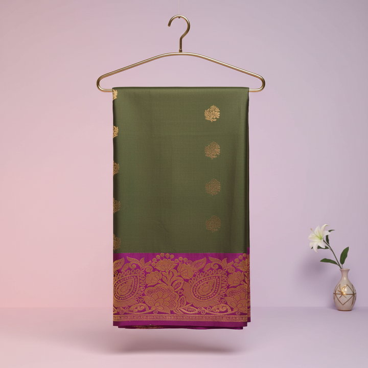 KUBERAN DARK GREEN SOFT SILK SAREE