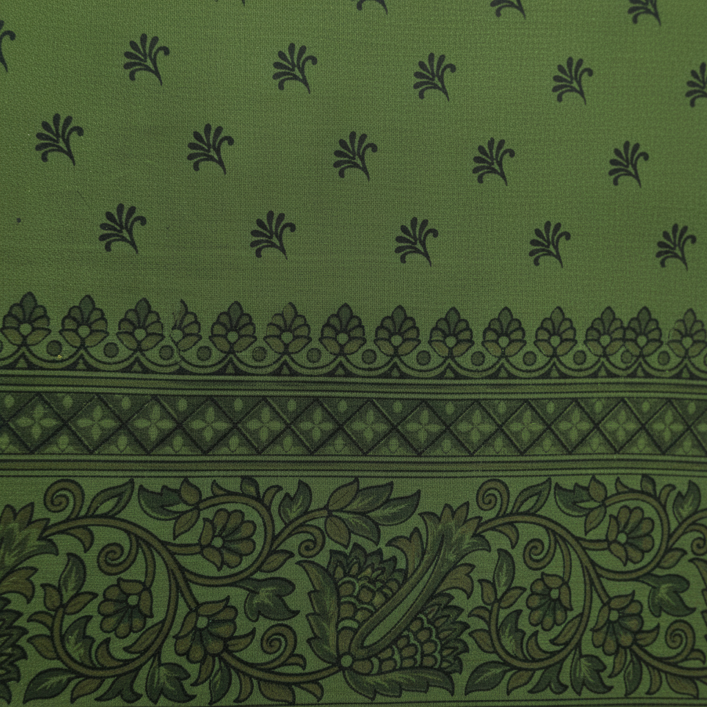 KUBERAN GREEN PURE SILK PRINTED SAREE
