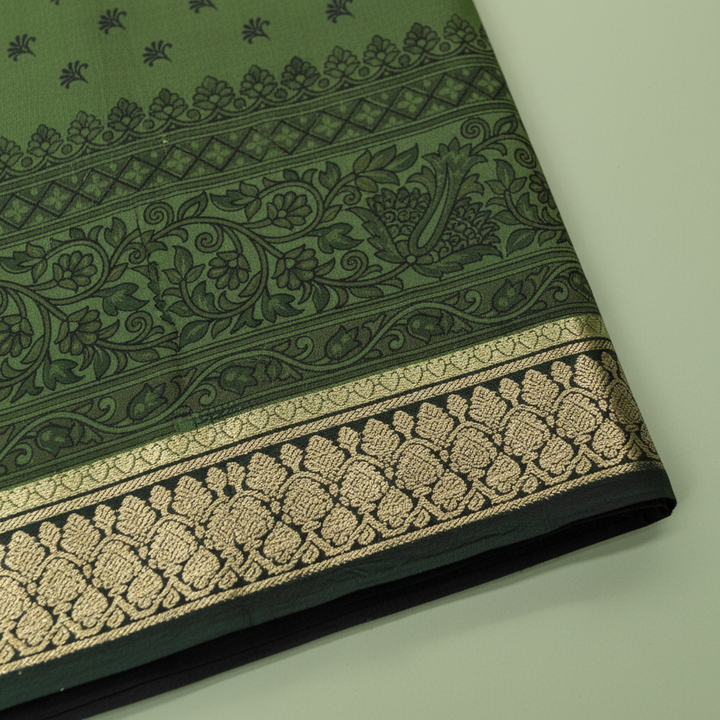 KUBERAN GREEN PURE SILK PRINTED SAREE