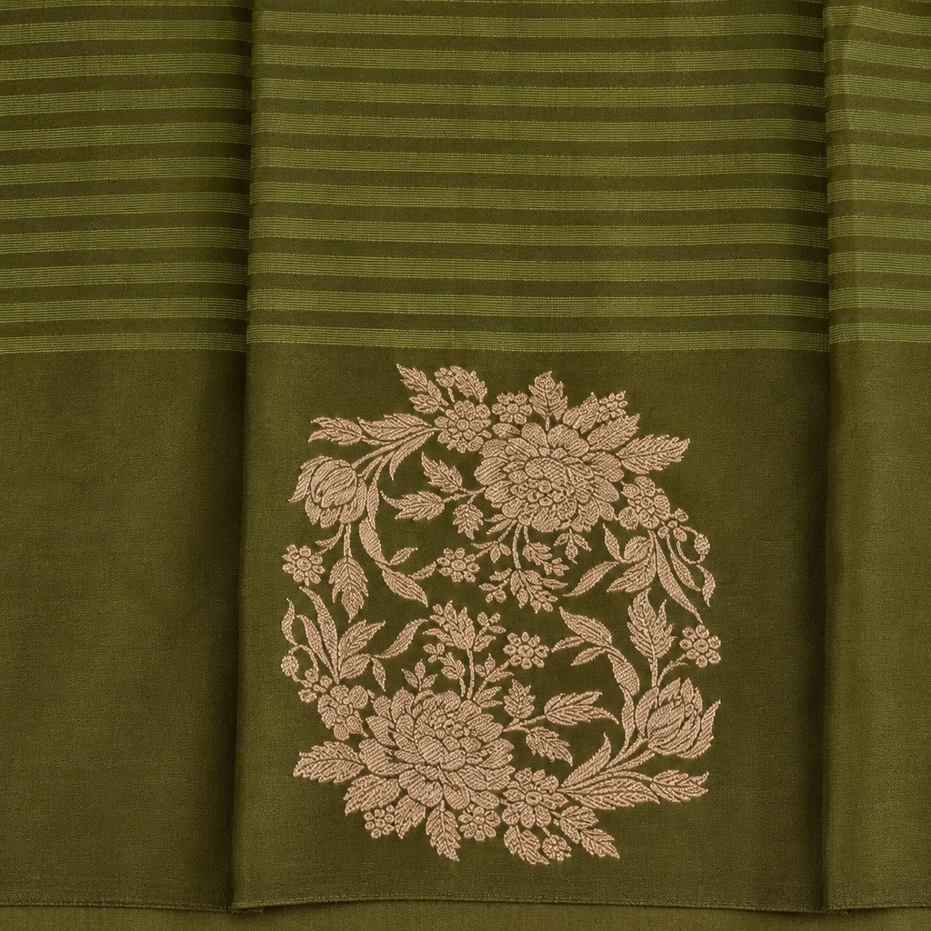 KUBERAN OLIVE GREEN PURE BANARASI SAREE