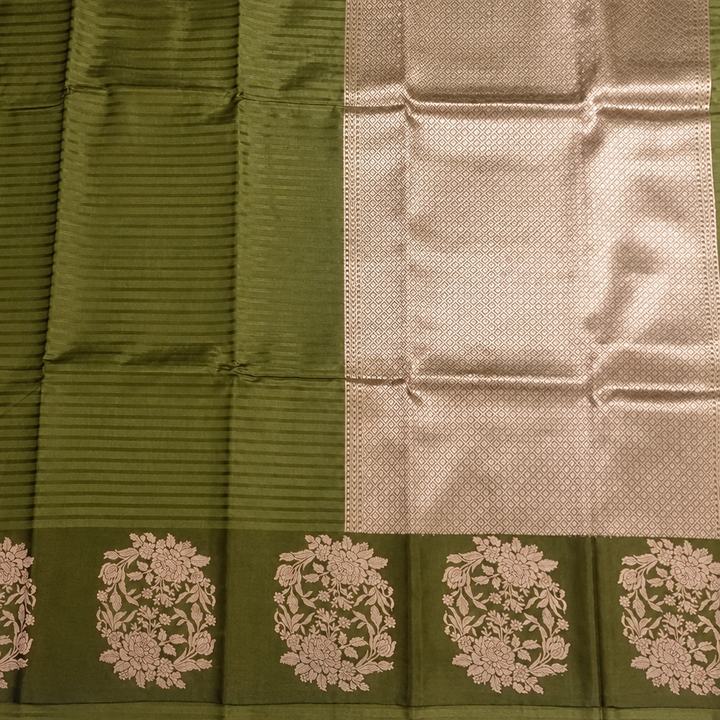 KUBERAN OLIVE GREEN PURE BANARASI SAREE